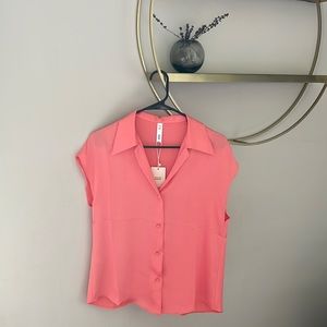 Women’s Mango Short Sleeve Button Up Top